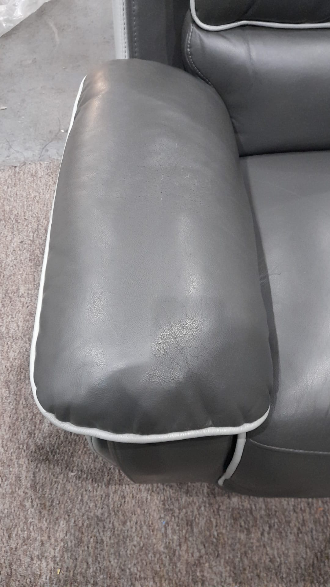 Outlet Holden Grey Leather Aire 2 Seater Sofa