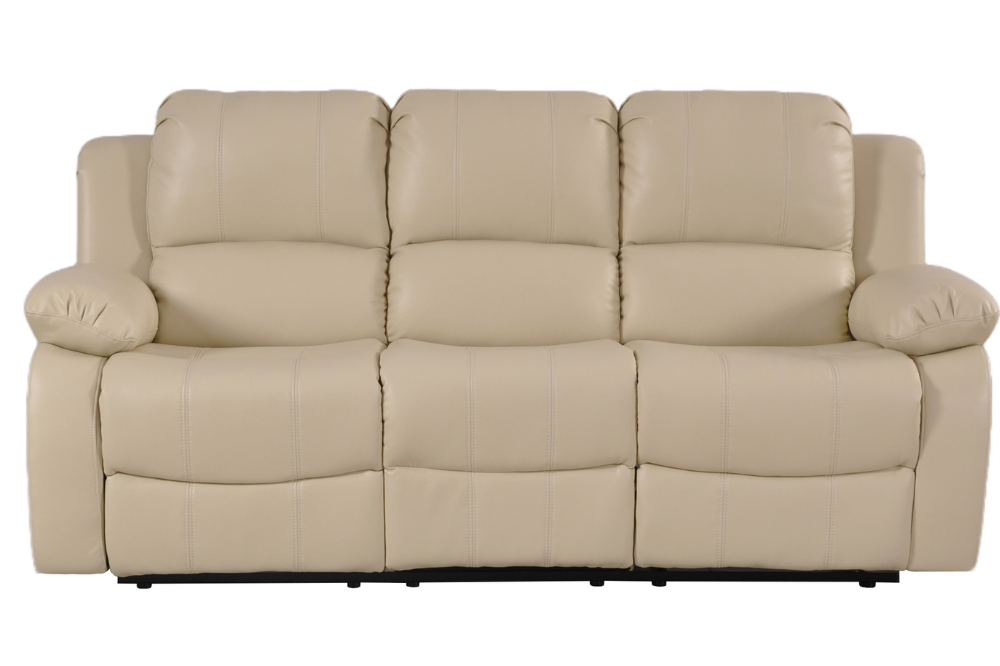 Valencia Cream Leather Manual Recliner 3+1+1 Seater Sofa Set