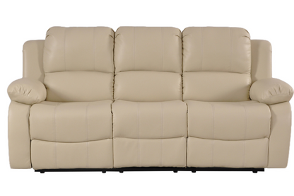 Valencia Cream Leather Manual Recliner 3+1+1 Seater Sofa Set