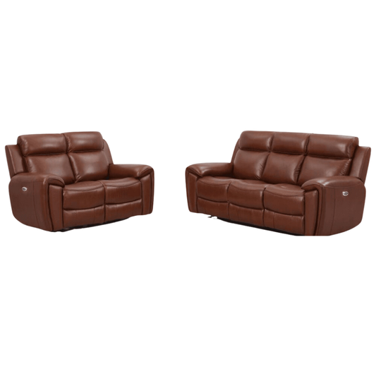 Annecy Genuine Leather Tan Electric Power Recliner 3+2 Seater Sofa  Set