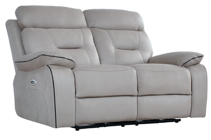 Foster Light Grey Fabric Electric Recliner 2+2 Seater Sofa  Set