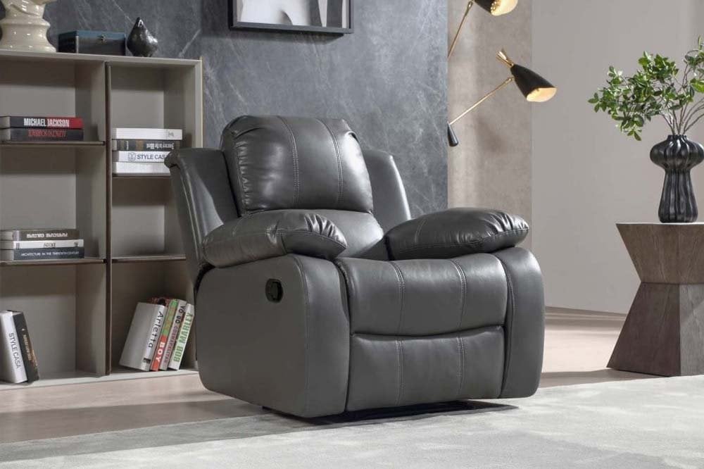 Valencia Grey Leather Manual Recliner 2+1 Seater Sofa Set