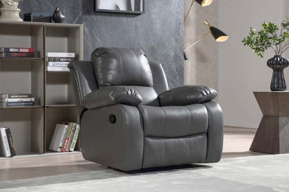 Valencia Grey Leather Manual Recliner 2+1 Seater Sofa Set