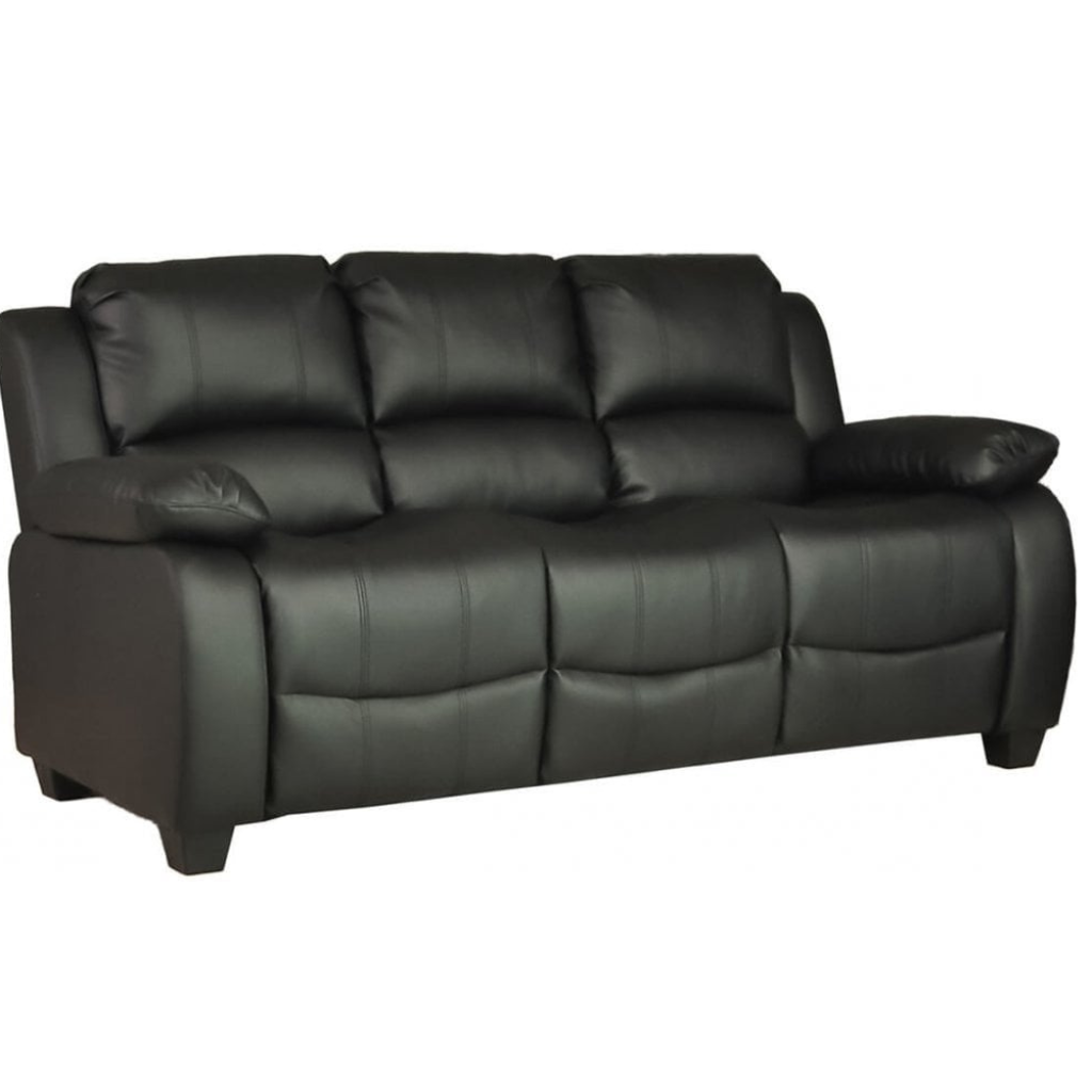 Valerie Black Leather Modern 3+2 Seater Sofa Set