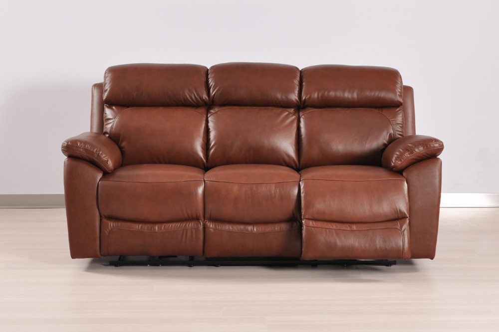 Dandrea Genuine Leather Tan Electric Power Recliner 3+1 Seater Sofa Set - Furniture Instore