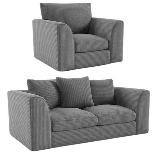 Light Gray armchair and sofa set on a white background