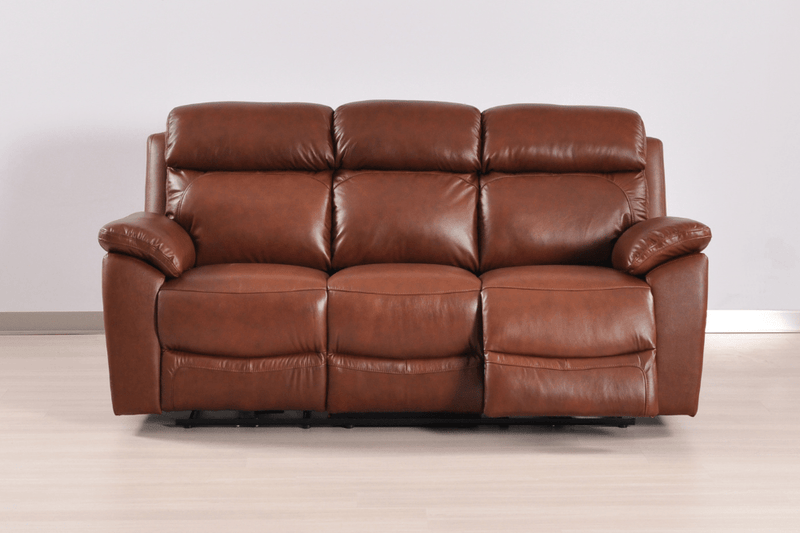 Dandrea Genuine Leather Tan Electric Power Recliner 3+1+1 Seater Sofa Set - Furniture Instore