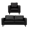 Box Black Leather 3+1 Seater Sofa Set