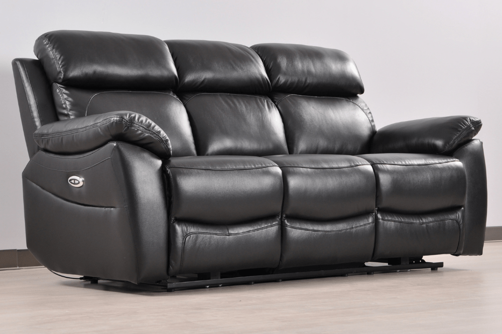 Dandrea Genuine Leather Black Electric Power Recliner 3+1 Seater Sofa Set - Furniture Instore