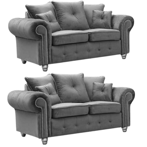 Olympia Grey Fabric Velvet 2+2 Seater Sofa Set