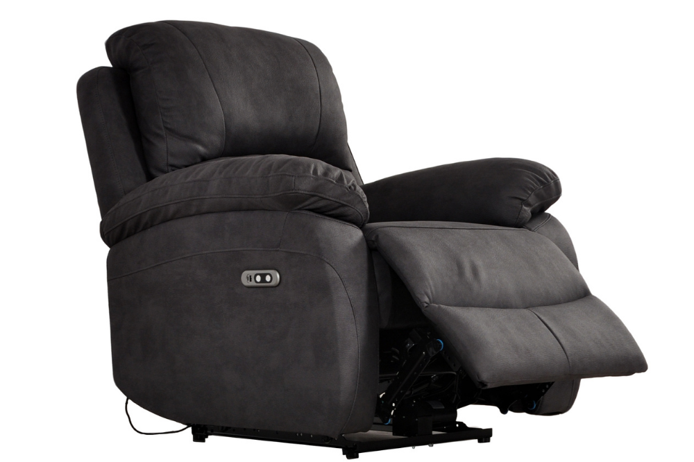 Grey recliner chair on a white background