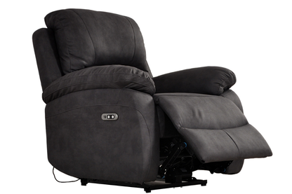 Grey recliner chair on a white background