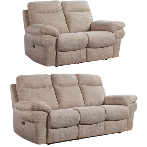 Tanya Beige Fabric Electric Recliner 3+2 Seater Sofa Set