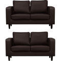 Box Brown Leather 2+2 Seater Sofa Set