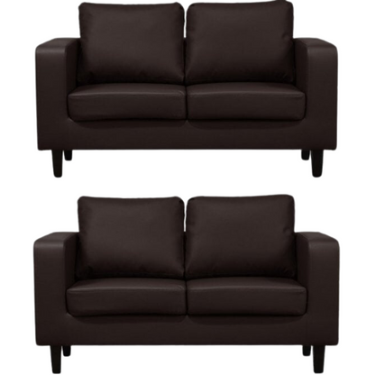 Box Brown Leather 2+2 Seater Sofa Set