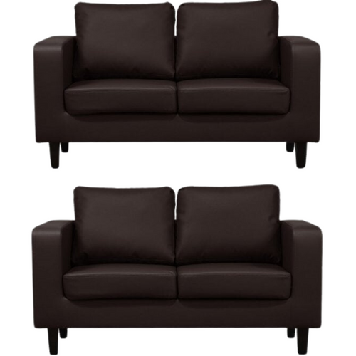 Box Brown Leather 2+2 Seater Sofa Set