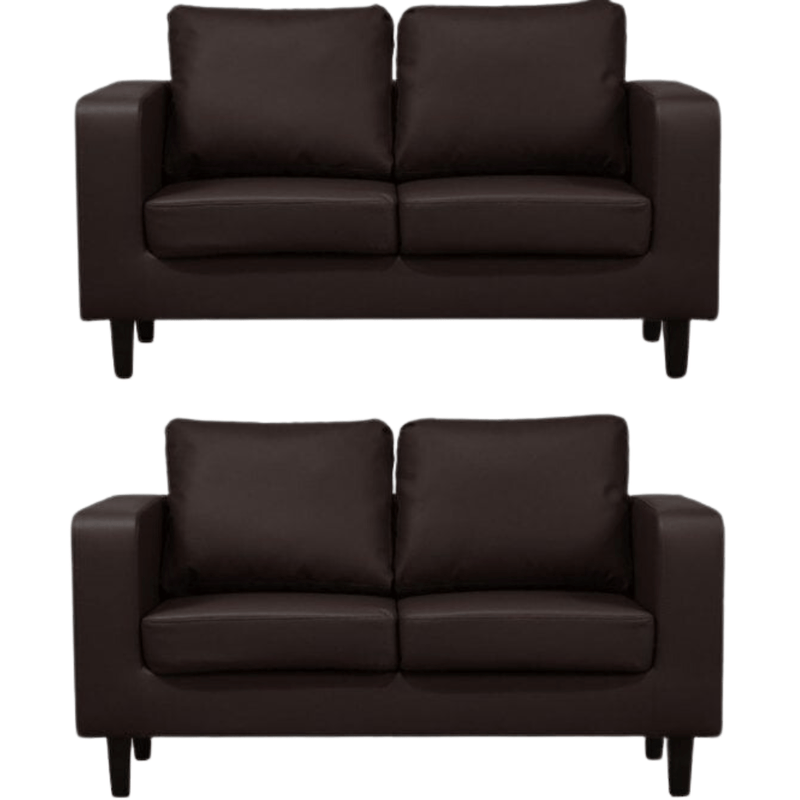 Box Brown Leather 2+2 Seater Sofa Set - Furniture Instore