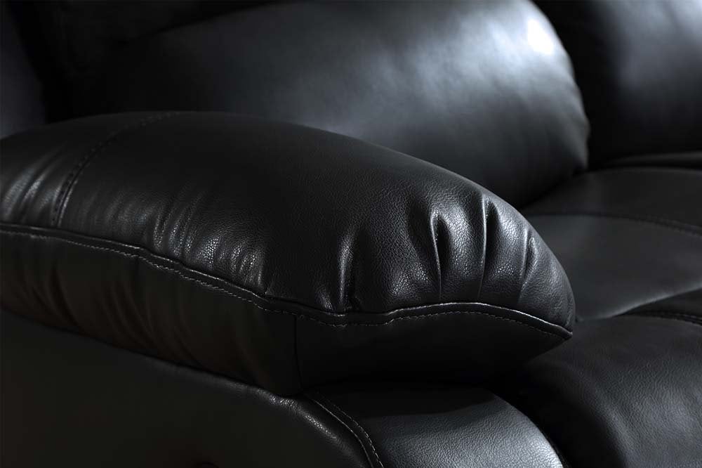 Valencia Black Leather Manual Recliner 3+1+1 Seater Sofa Set