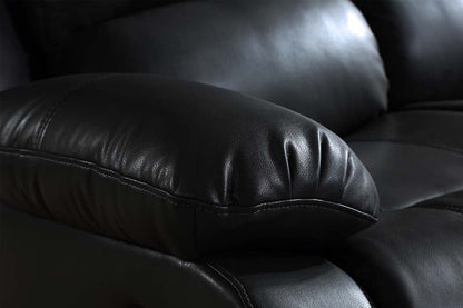 Valencia Black Leather Manual Recliner 3+1+1 Seater Sofa Set