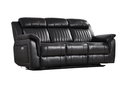 Cidliano Genuine Leather Black Electric Power Recliner 3+1 Seater Sofa Set - Furniture Instore