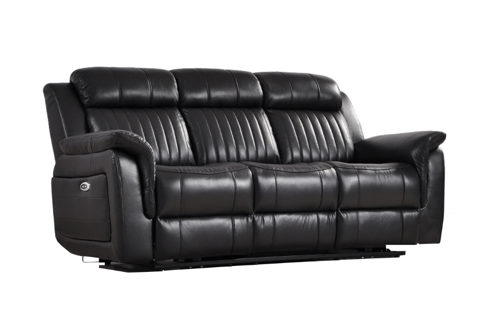 Cidliano Genuine Leather Black Electric Power Recliner 3+2+1 Seater Sofa Set - Furniture Instore