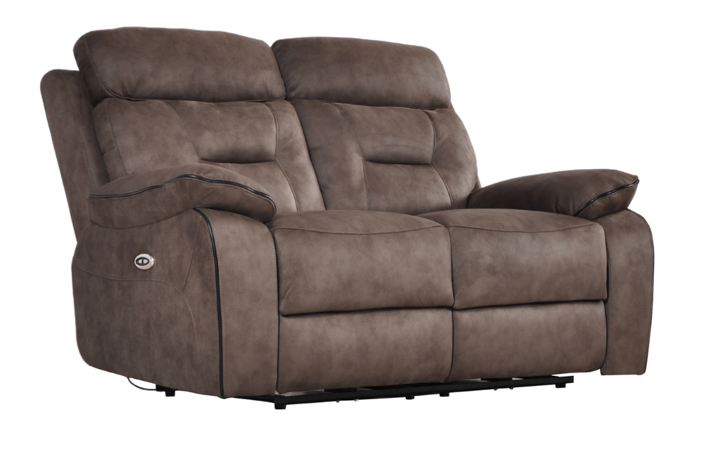 Foster Brown Fabric Electric Recliner 2+2 Seater Sofa Set
