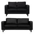 Box Black Leather 3+2 Seater Sofa Set