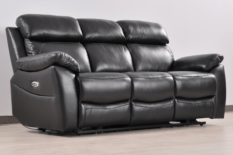 Dandrea Genuine Leather Black Electric Power Recliner 3+3 Seater Sofa Set - Furniture Instore