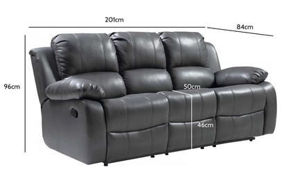 Valencia Grey Leather Manual Recliner 3+3 Seater Sofa Set