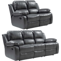 Valencia Grey Leather Manual Recliner 3+2 Seater Sofa Set