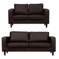 Box Brown Leather 3+2 Seater Sofa Set