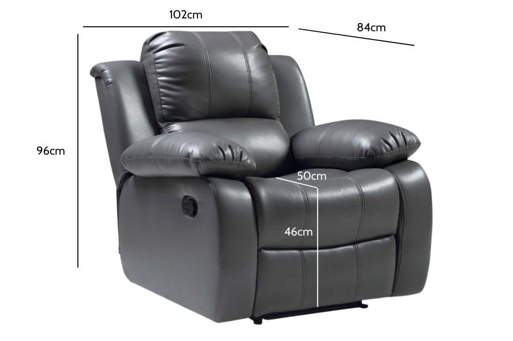 Valencia Grey Leather Manual Recliner 2+1 Seater Sofa Set