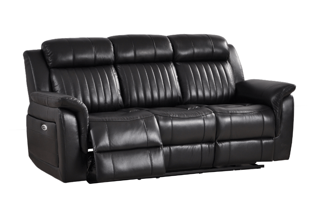 Cidliano Genuine Leather Black Electric Power Recliner 3+1+1 Seater Sofa Set - Furniture Instore