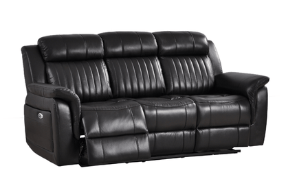 Cidliano Genuine Leather Black Electric Power Recliner 3+1+1 Seater Sofa Set - Furniture Instore