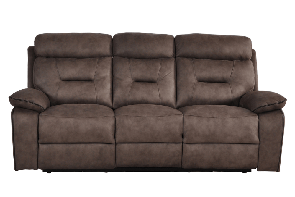Foster Brown Fabric Electric Recliner 3+3 Seater Sofa Set - Furniture Instore