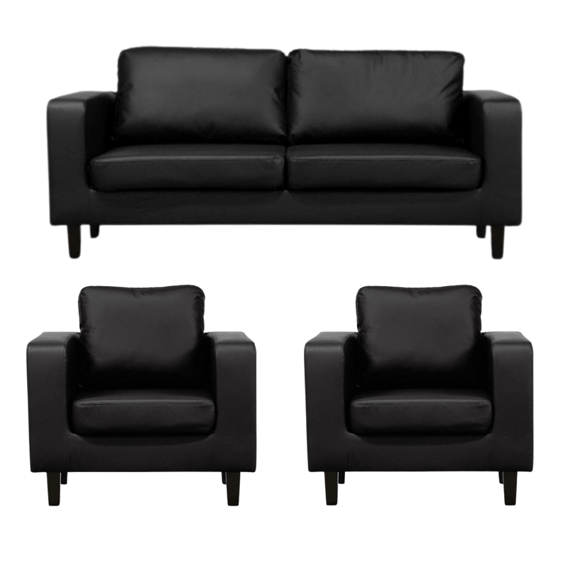Box Black Leather 3+1+1 Seater Sofa Set - Furniture Instore