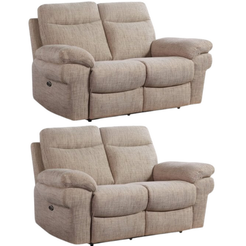 Tanya Beige Fabric Electric Recliner 2+2 Seater Sofa Set