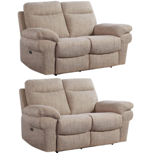 Tanya Beige Fabric Electric Recliner 2+2 Seater Sofa Set
