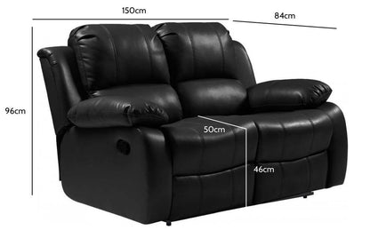 Valencia Black Leather Manual Recliner 2+2 Seater Sofa Set