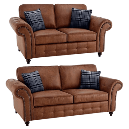 Oakland Tan Suede 3+3 Seater Sofa Set - Furniture Instore