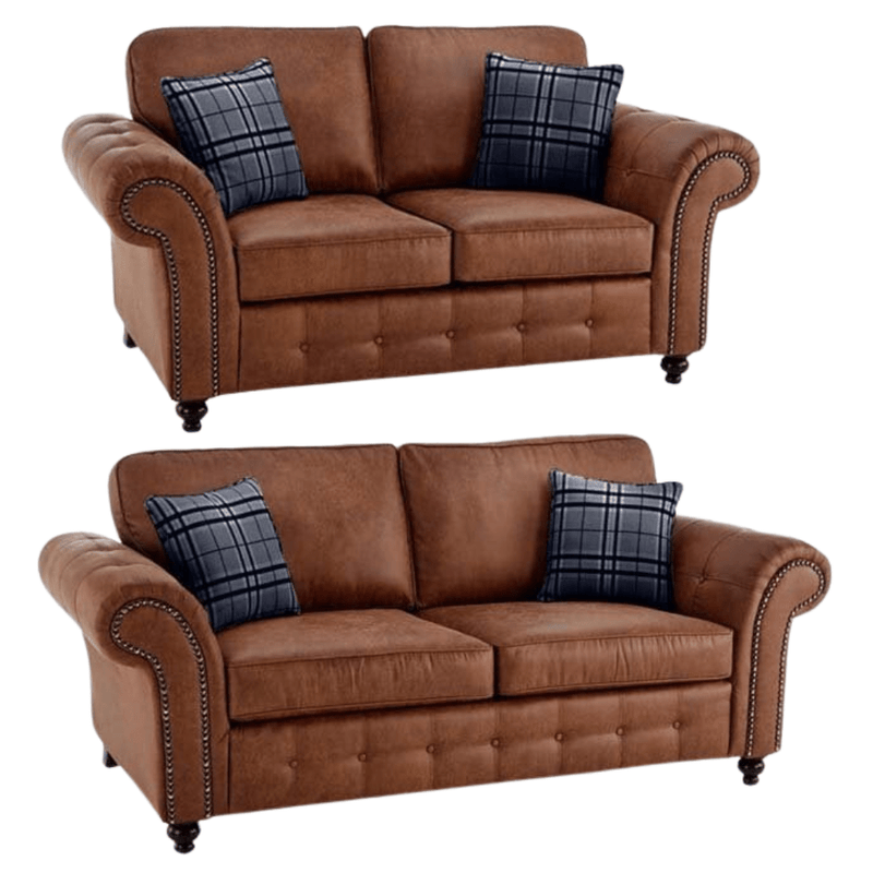 Oakland Tan Suede 3+3 Seater Sofa Set - Furniture Instore