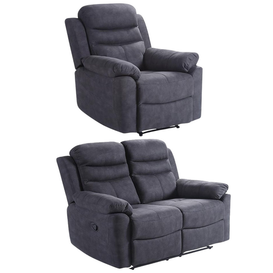 Conway Grey Fabric Manual Recliner 2+1 Seater Sofa Set