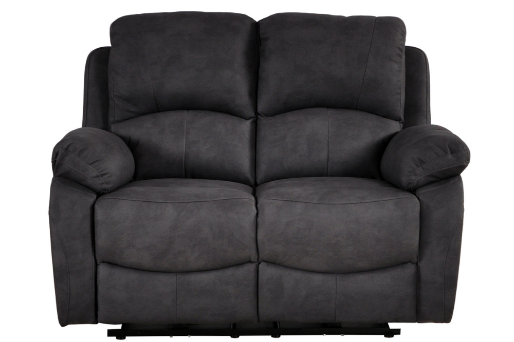 Grey recliner sofa 2 seater on a white background