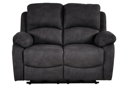 Grey recliner sofa 2 seater on a white background