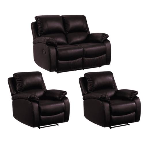 Roma Brown Leather Manual Recliner 2+1+1 Seater Sofa Set