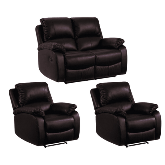 Roma Brown Leather Manual Recliner 2+1+1 Seater Sofa Set