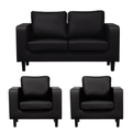 Box Black Leather 2+1+1 Seater Sofa Set