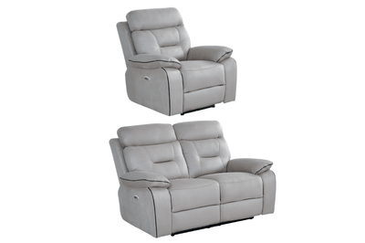Foster Light Grey Fabric Electric Recliner 2+1 Seater Sofa  Set
