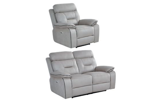 Foster Light Grey Fabric Electric Recliner 2+1 Seater Sofa  Set