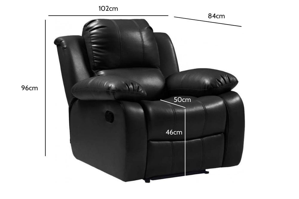 Valencia Black Leather Manual Recliner 3+1 Seater Sofa Set